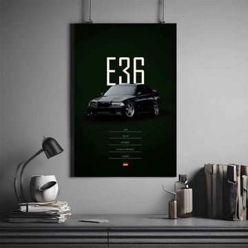 BMW E36 Poster | BMW Poster | Automotive Poster 