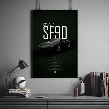 Ferrari SF90 Poster | Ferrari Poster | Automotive Poster 