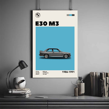 BMW Poster | BMW E30 M3 Poster | Car Poster