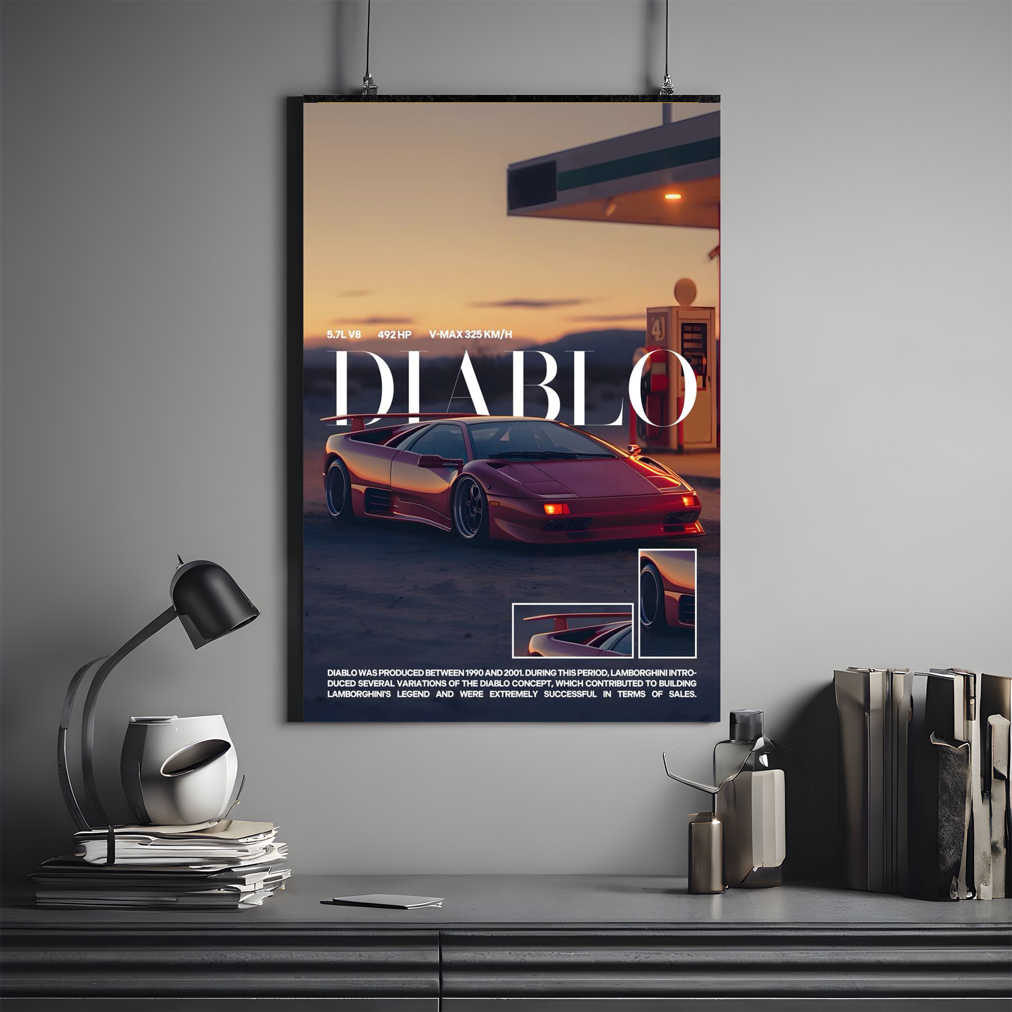 Lamborghini Diablo Poster  | Classic Car #04 | Car Poster