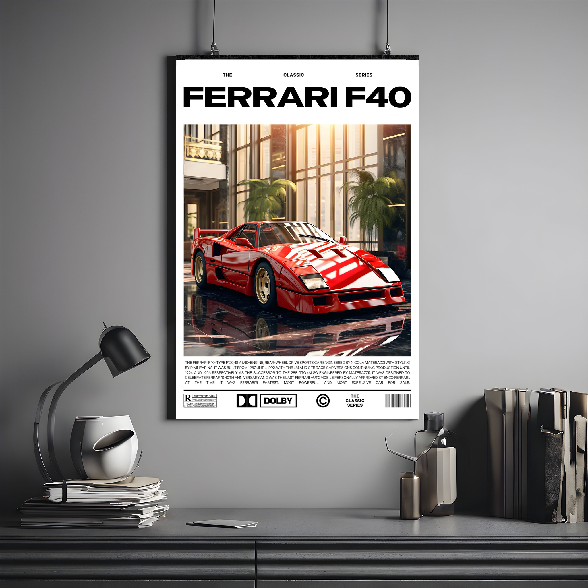 Ferrari F40 Poster  | Classic Car #04 | Car Poster