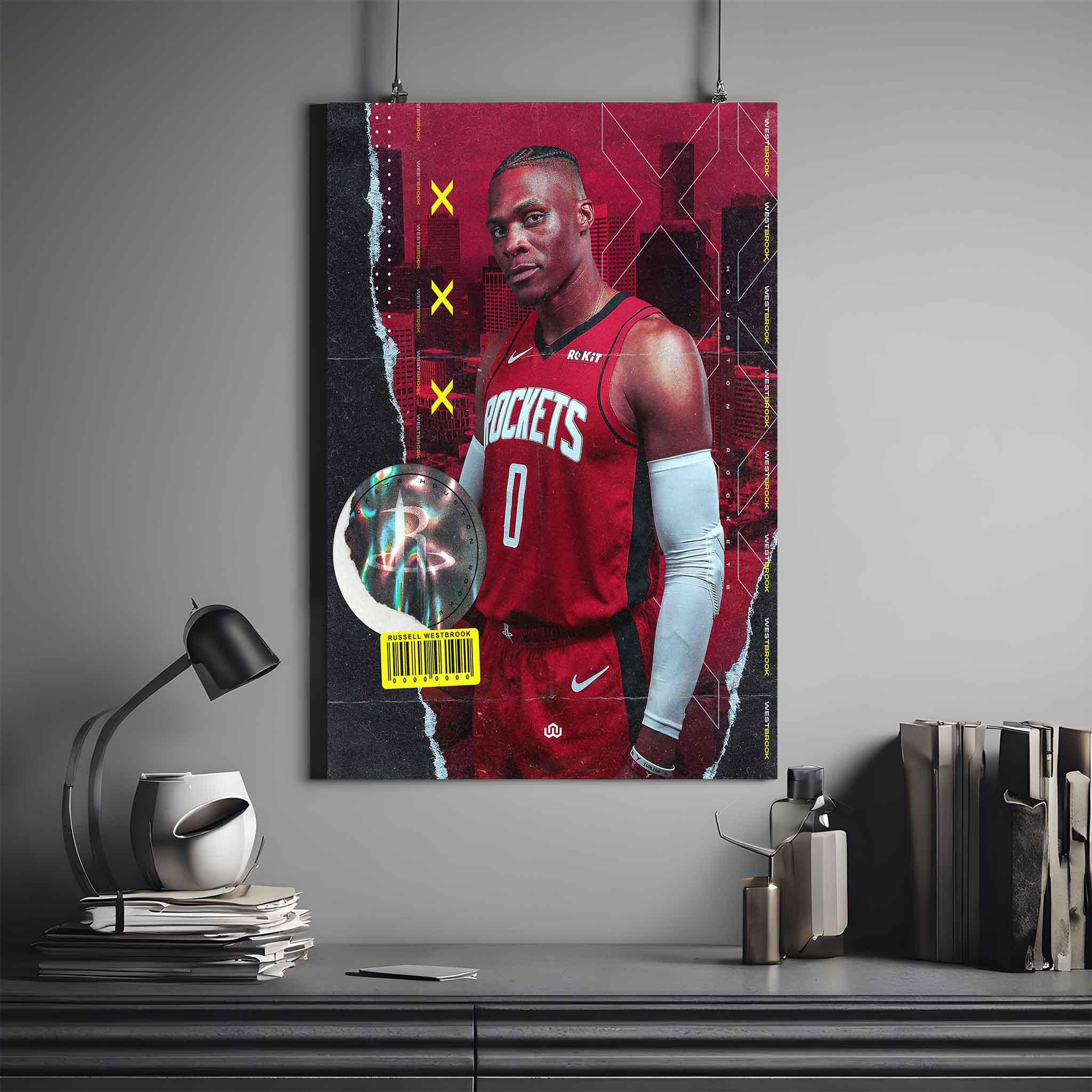 RUSSELL WESTBROOK POSTER X ROCKETS | NBA POSTER #55 | BASKETBALL POSTER