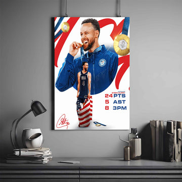 STEPHEN CURRY POSTER X OLYMPICS 24 | NBA POSTER #18 | BASKETBALL POSTER