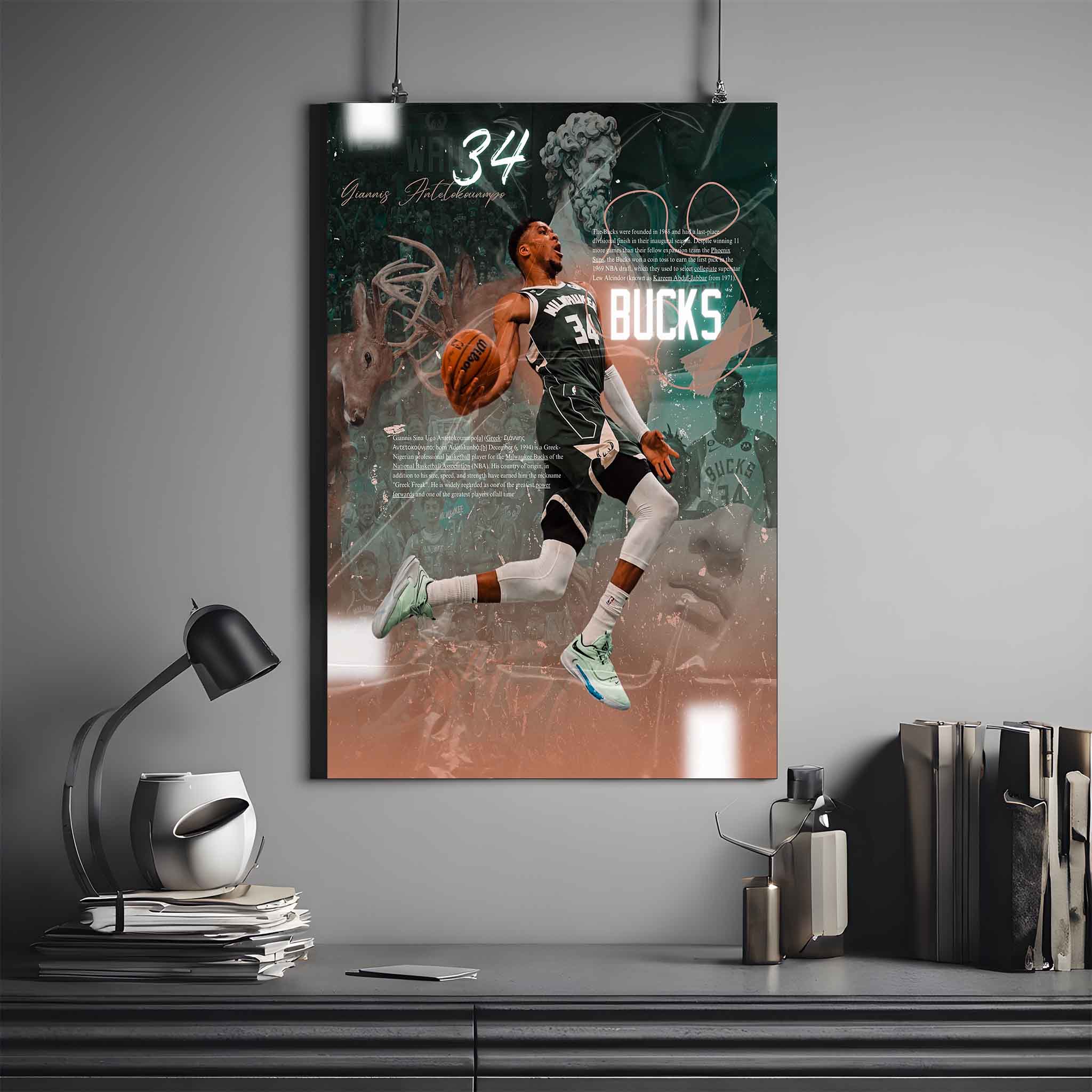 GIANNIS ANTETOKOUNMPO POSTER X BUCKS | NBA POSTER #24 | BASKETBALL POSTER