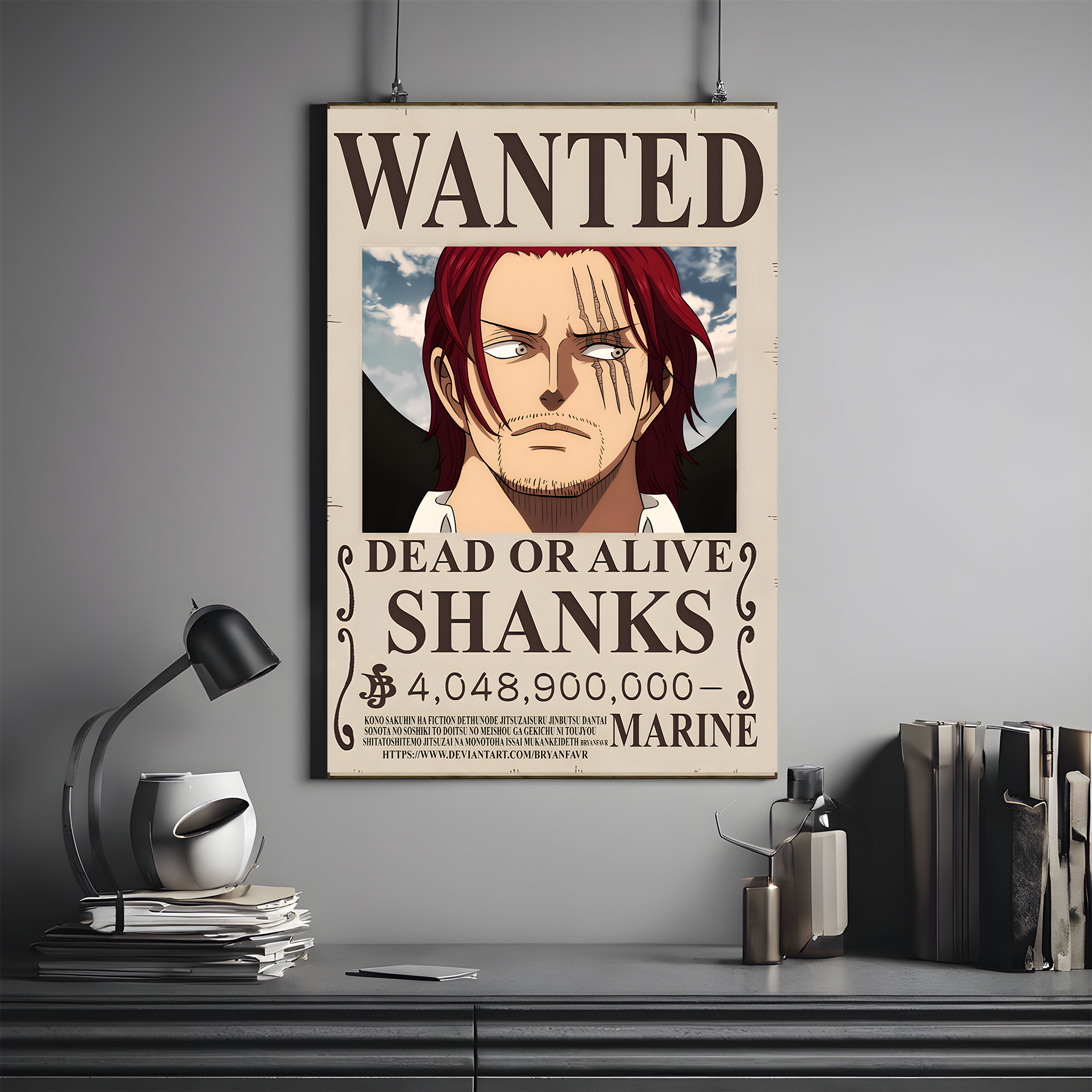 One Piece Wanted Poster -  Red-Haired Shanks | One Piece #10 | Anime Poster