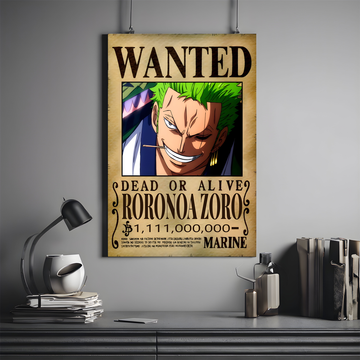 One Piece Wanted Poster - Roronoa Zoro  | One Piece #05 | Anime Poster