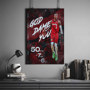 DAMIAN LILLARD POSTER X GOD DAME YOU | NBA POSTER #42 | BASKETBALL POSTER