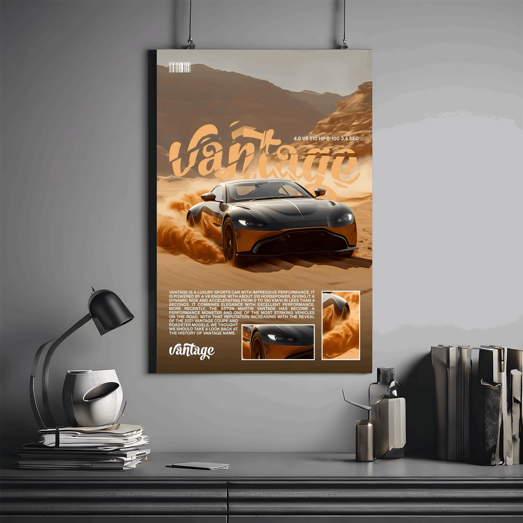 Dynamic Aston Martin Vantage- Premium Wall Art with Free Shipping & Cash on Delivery | Supercar Poster Collection